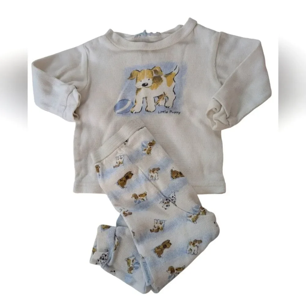 Y2K Infant Thermal Dog Print Pajama Set Size 6/9 Months